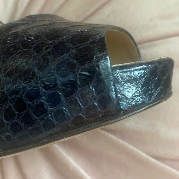 - GIUSEPPE ZANOTTI Black Snake Peep Toe Platform Pumps Size 37 high heels … - Picture 14 of 15